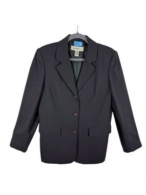 Eddie Bauer Deep Forest Green Wool Single Breasted Button Up Lined‎ Blazer Sz 10